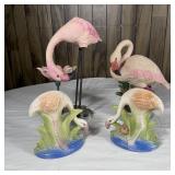 (4) Flamingo Figurines