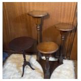 Vintage Multi-Tiered Wood Plant Stand & Plant