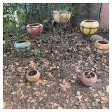 5 Pot Wrought Iron Heart Scroll Plant Holder