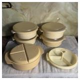 Almond Stackable Round Plastic Food Storage Bowls