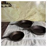 (3) Lodge Cast Iron Skillets
