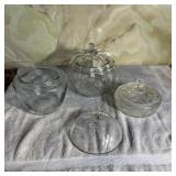 (3) Glass Canisters & Replacement Lid