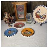 Rooster/Hen Decor- Metal Tray, Plates with