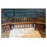 Vintage 3-piece Oak & Glass Table Set