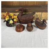 Vintage Wicker Duck Shaped Baskets/Planter with