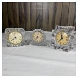 (3) Vintage Lead Crystal Quartz Desk Clocks