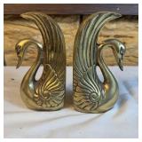 Pair of Two Vintage Brass Swan Bookends