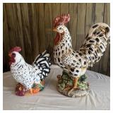 (2) Large Ceramic Chicken/Rooster Figure/Candy Jar