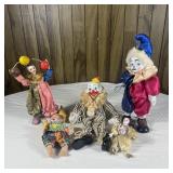 (5) Clown Figures/Figurines- Porcelain, Musical
