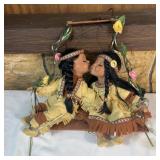 Native American Porcelain Kissing Dolls Hanging