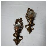 (2) Hollywood Regency Vintage Homco Sconce Gold