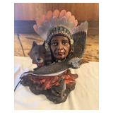 11" Fiberoptic Light Up Native American Chief Bust