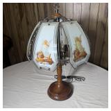23" Glass Panel Angel with Kids Touch Lamp