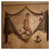 33" Vintage Wood Carved Mermaid Wall Plaque