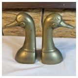 Mid-century Pair of 1950s Brass Duck Head Bookends