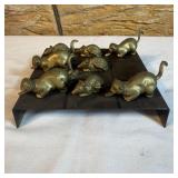 Vintage Brass Cat & Mouse Tic Tac Toe Game