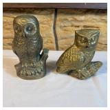 (2) Solid Brass Owl Figures/Paperweight