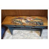 Hand-Painted Wood Country Folk Art Bench