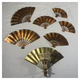 7Pc Vintage Mid Century Copper Fan Wall Hangings/