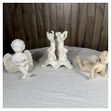 (3) White Angel Decor Figures
