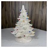 16" Vintage White Ceramic Christmas Tree Lighted