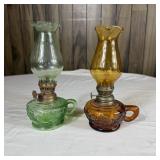(2) Vintage Miniature Oil "Finger Lamp" with