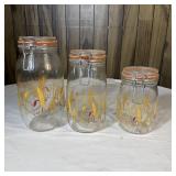 (3) Vintage ARC France Wheat Glass Canisters