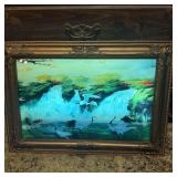 25x17 MUSICAL LIGHTED VINTAGE ORIENTAL SHADOW BOX
