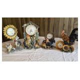 (4) Rooster/Chicken Themed Clock Figures