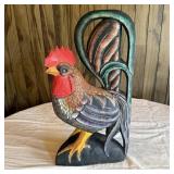 19 1/2" Wood Hand Painted Carved Rooster Figure