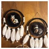 (2) Dream Catcher Native American Wolf/Eagle