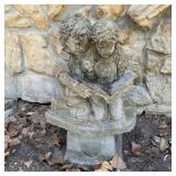 30" Children Reading a Book Concrete Garden Statue