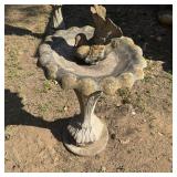 11" Concrete Resting Bird Figure & 34x22 Bird Bath