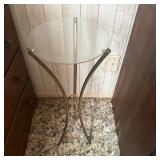 27" Glass Top Gold Tone Side Table