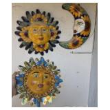 (2) Hand-Painted Mexican Talavera Ceramic Suns &