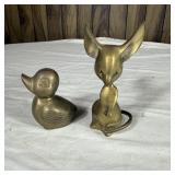 Brass Mouse & Duck Figurines