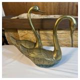 (2) Solid Brass Swan Planters/Cachepots