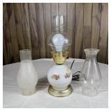 Electric Hand Painted Floral Hurricane Lamp