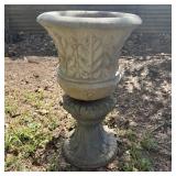 29" Vintage Cast Stone Garden Urn Planter with