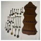Souvenir Spoon Display Rack & (22) Spoons