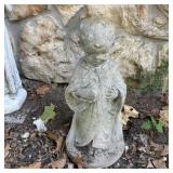23" Young Boy with Bird Concrete Garden Statue