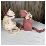 (2) Vintage Primitive Fabric Cat Shelf Sitters