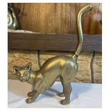 13" SOLID BRASS SIAMESE CAT FIGURE VTG MCM