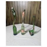 (3) Vintage Heat-Stretched Glass Soda Bottles