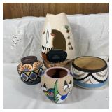 Signed Native American Signed Sand Painting Jar,