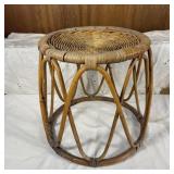 Vintage MCM Boho Chic Bamboo Rattan Round Table