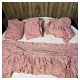 (4) Pink Lace Ruffled Valances & (3) Cutains