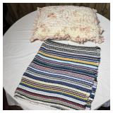Vintage Rag Rug & Patch Work Pillowcase & Pillow