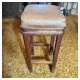 Leather Top Bar Stool with Brass Rim