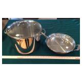 LARGE SS COOK-POT W/LID, BLENDER, SKILLET & BOWL